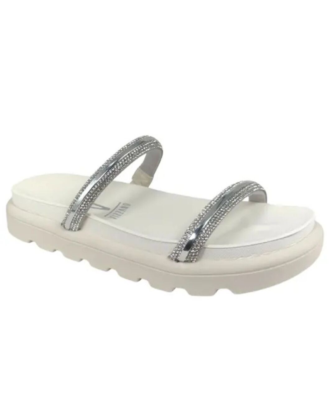 Papete Vizzano Tratorada com Strass 2 Tiras Branco/Cristal 6459.135