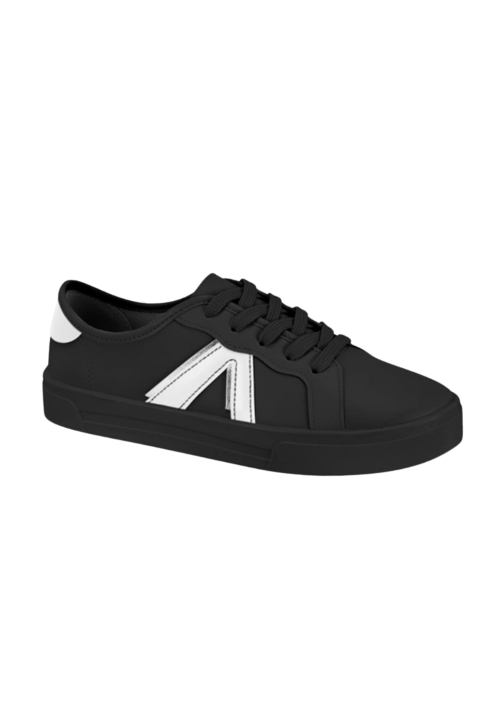 Tênis Moleca Napa Cadarço Preto/Branco/Prata 5667.853