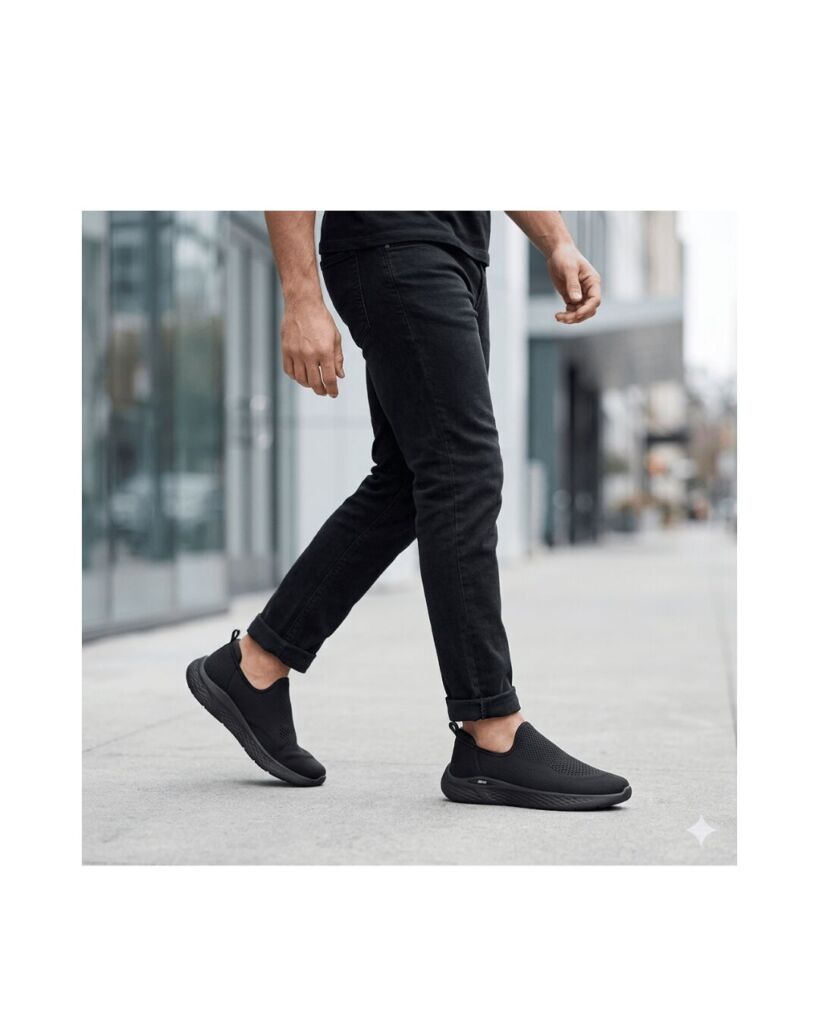 Tênis Masculino Slip On Actvitta 4935.100 Tricot Knit Preto Calce Fácil