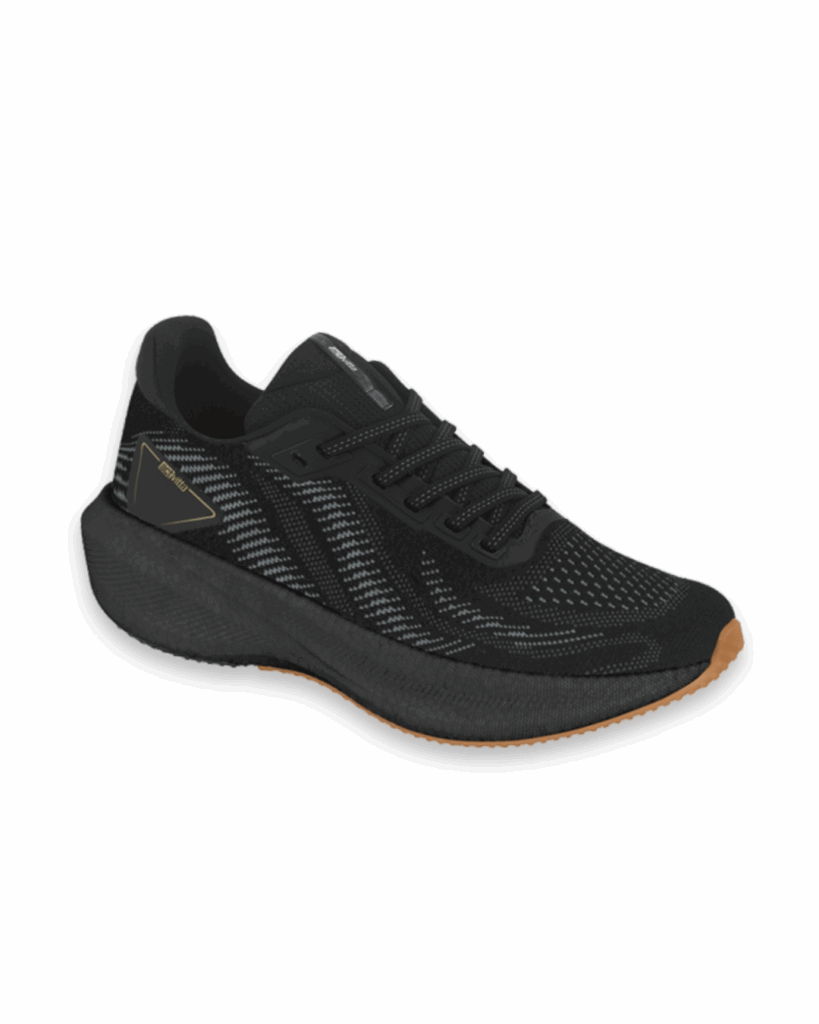 Tênis Masculino Esportivo Activitta 4938.101 Knit Preto Grafite Solado Caramelo