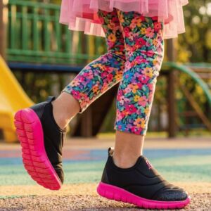 Tênis Infantil Menina Slip On Novopé 10001283 Preto Glitter Pink Confortável