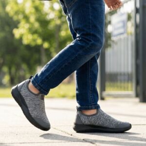 Tênis Infantil Menino Confortável Novopé 80001016 Slip On Mescla Cinza Nero